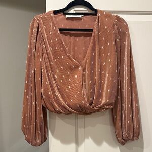 Astr Brown and White Polka Dot Blouse